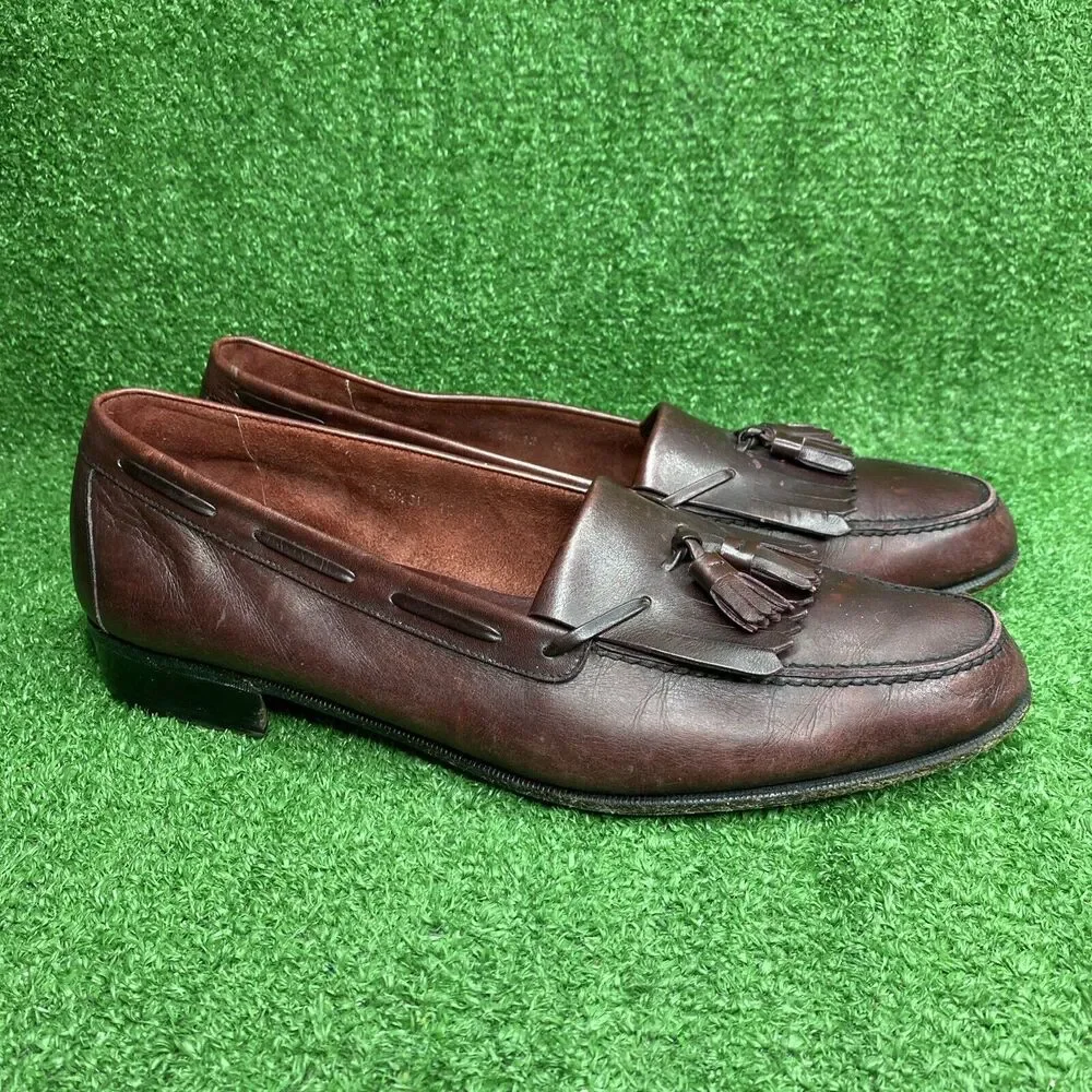 Salvatore Ferragamo Dress Shoes Ox blood Red Leather Italian Tassel Loafers 12 D